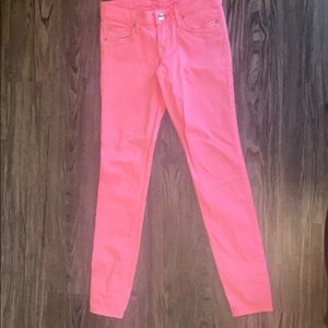 Express hot pink skinny jeans